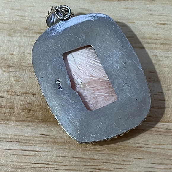 PEACH SCOLECITE GEMSTONE 925 SILVER PLATED PENDANT - Picture 3 of 5